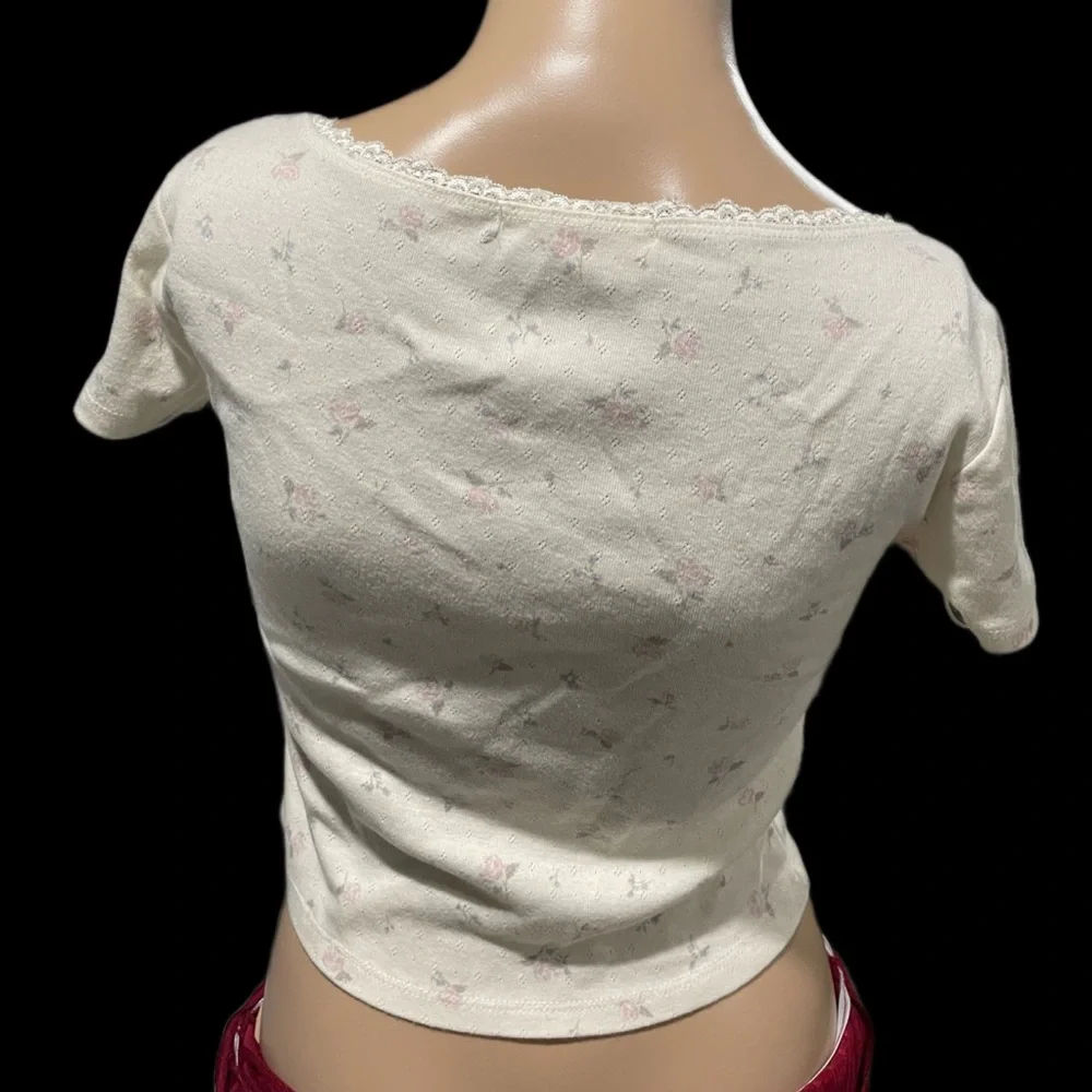 Pink Rose Cream Lace Top - Picture 3 of 4